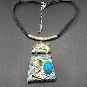 Funky rhinestone enamel and bead necklace